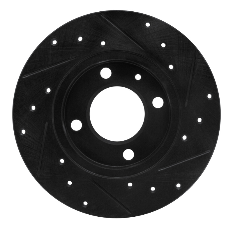 Audi Fox Brake Rotor (1) - Front Left - R1 Concepts - Drilled & Slotted - Black - `73-`05
